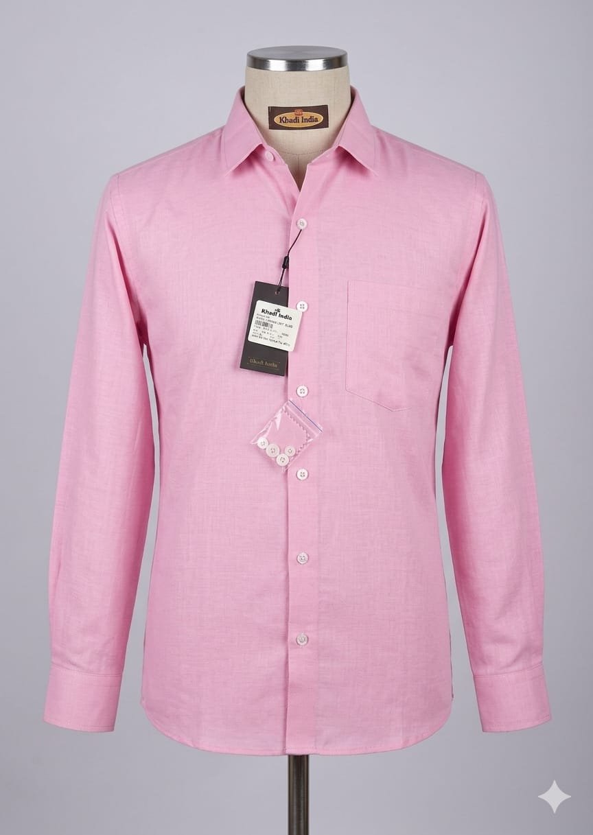 Men's Khadi Cotton Full Sleeve Shirt – Baby Pink