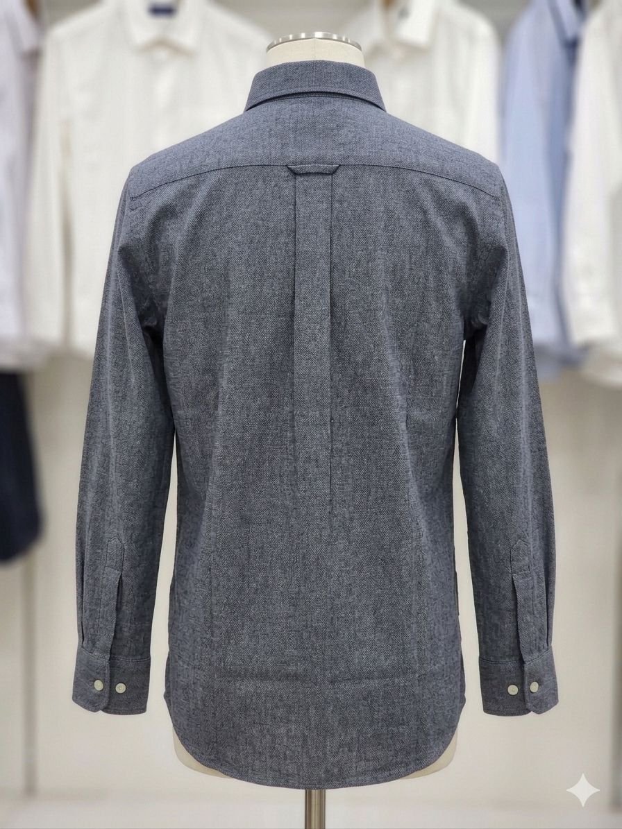Men's Khadi Cotton Shirt – Slate Grey - Image 4