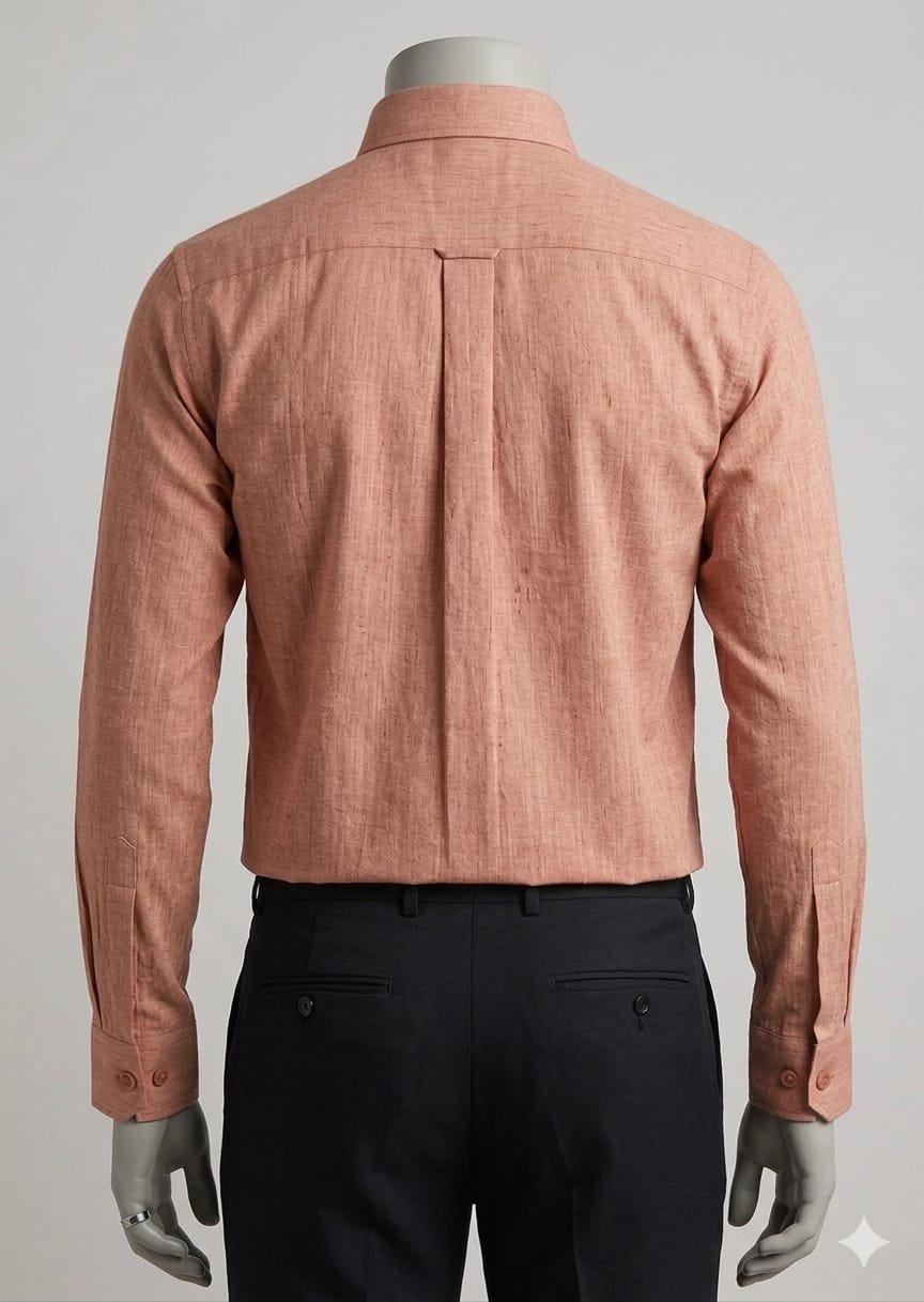 Men's Khadi Cotton Full Sleeve Shirt – Dusty Peach - Image 2