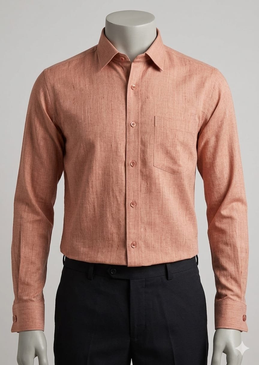 Men's Khadi Cotton Full Sleeve Shirt – Dusty Peach
