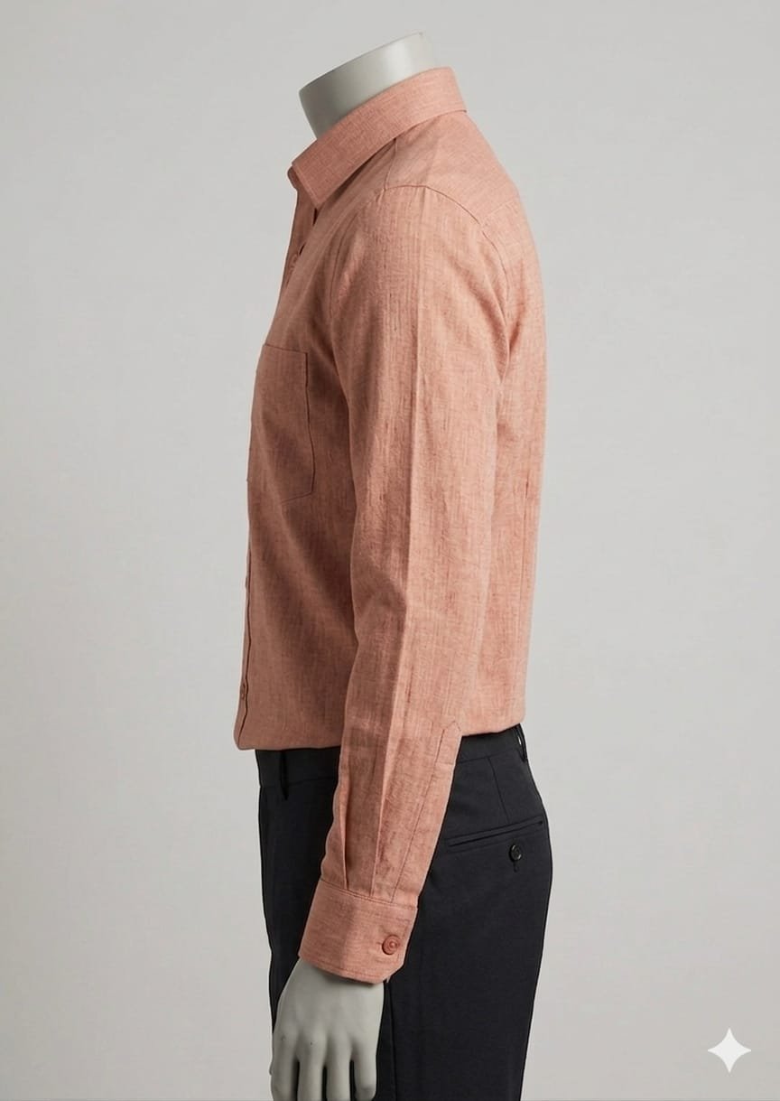 Men's Khadi Cotton Full Sleeve Shirt – Dusty Peach - Image 3