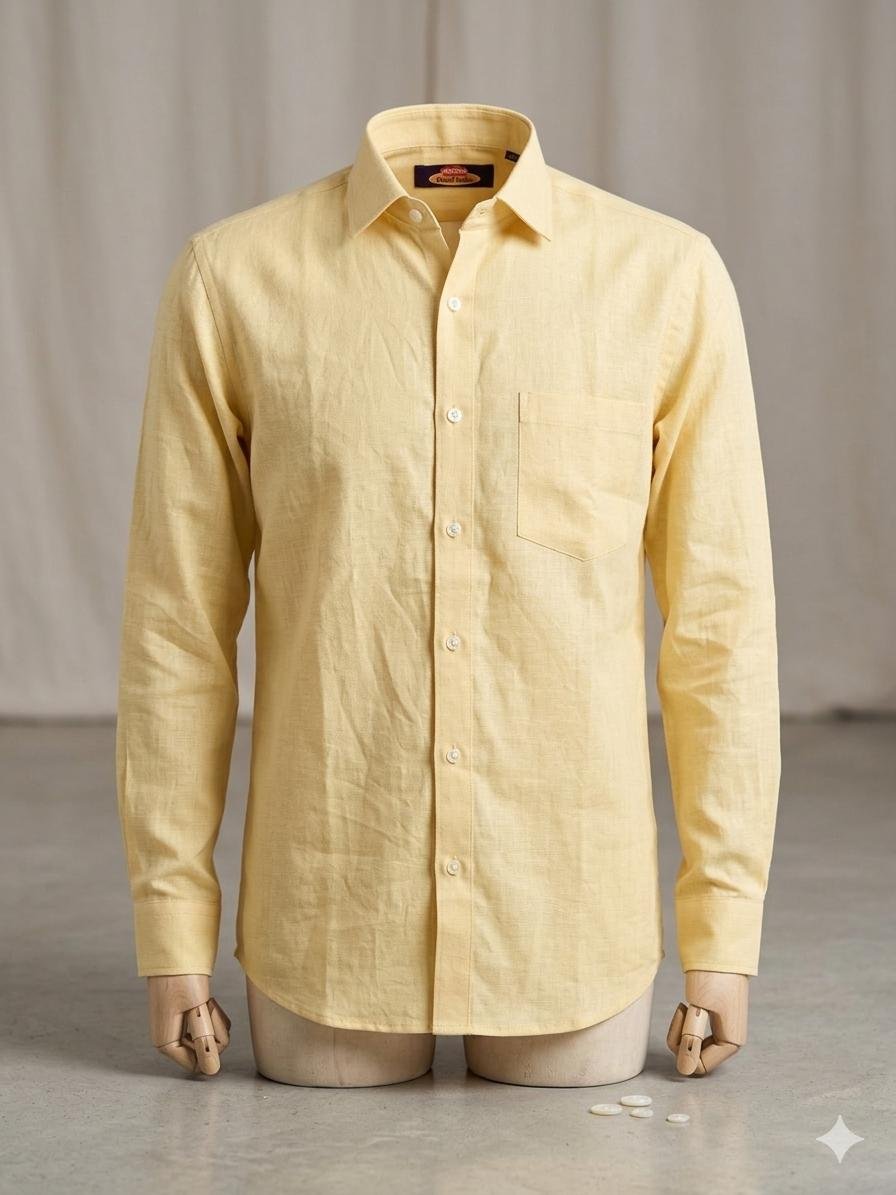 Men's Khadi Cotton Shirt – Pastel Yellow