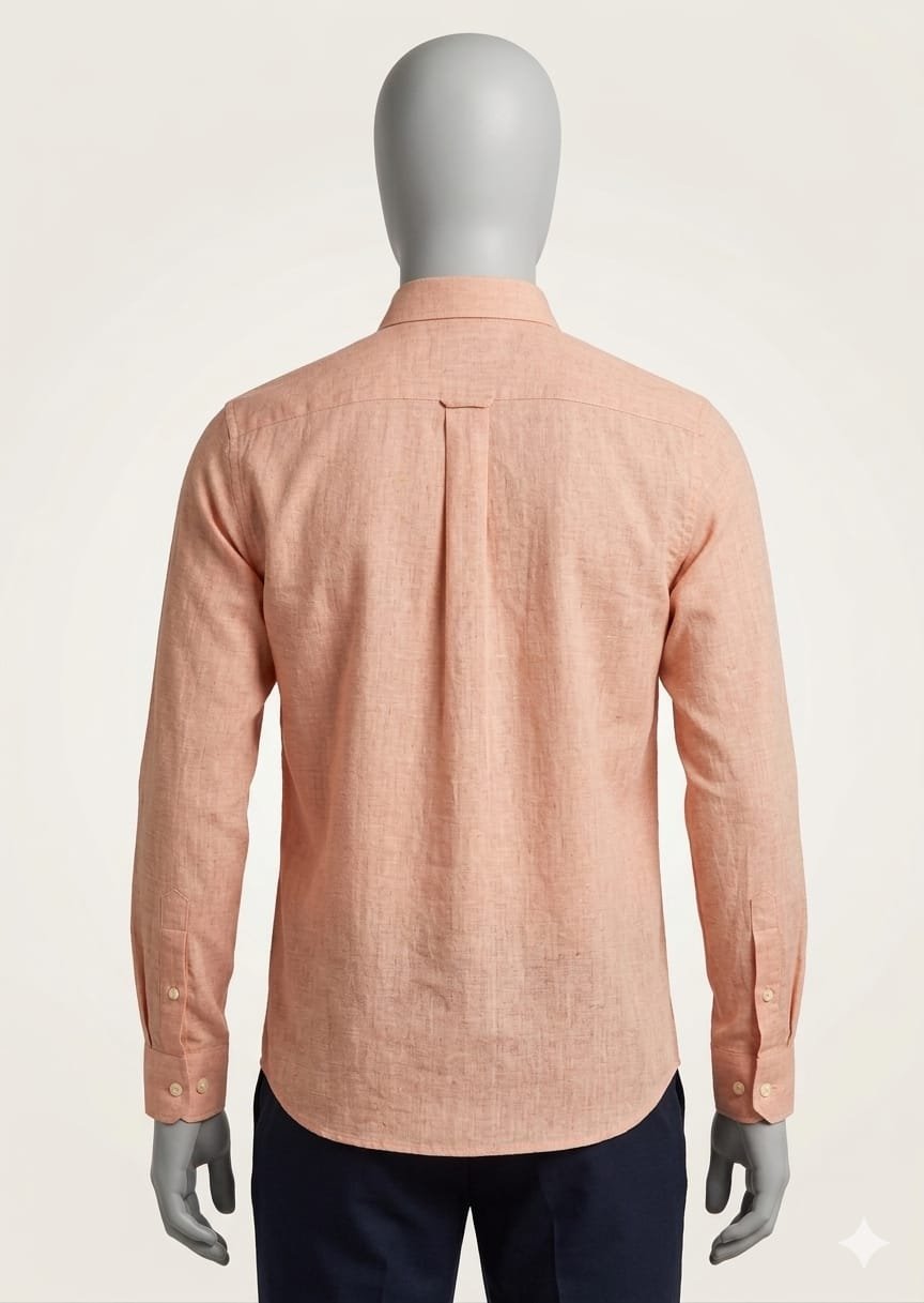 Men's Khadi Cotton Full Sleeve Shirt – Soft Peach - Image 2