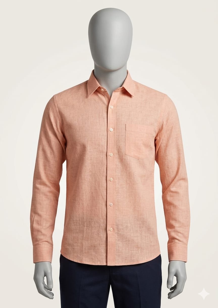 Men's Khadi Cotton Full Sleeve Shirt – Soft Peach