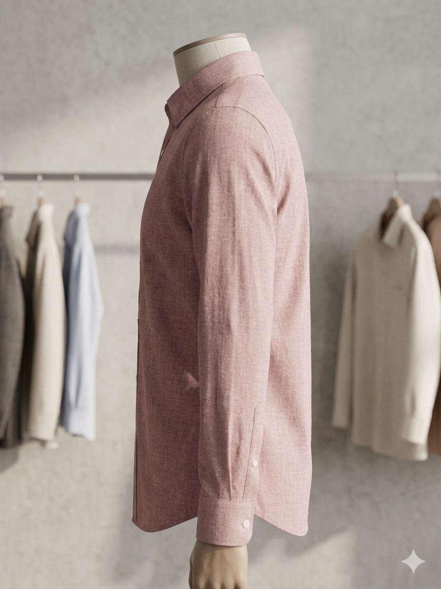 Men's Khadi Cotton Shirt – Dusty Rose - Image 3