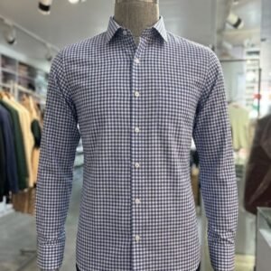 Men's Khadi Cotton Check Shirt – Navy Blue & White Checks