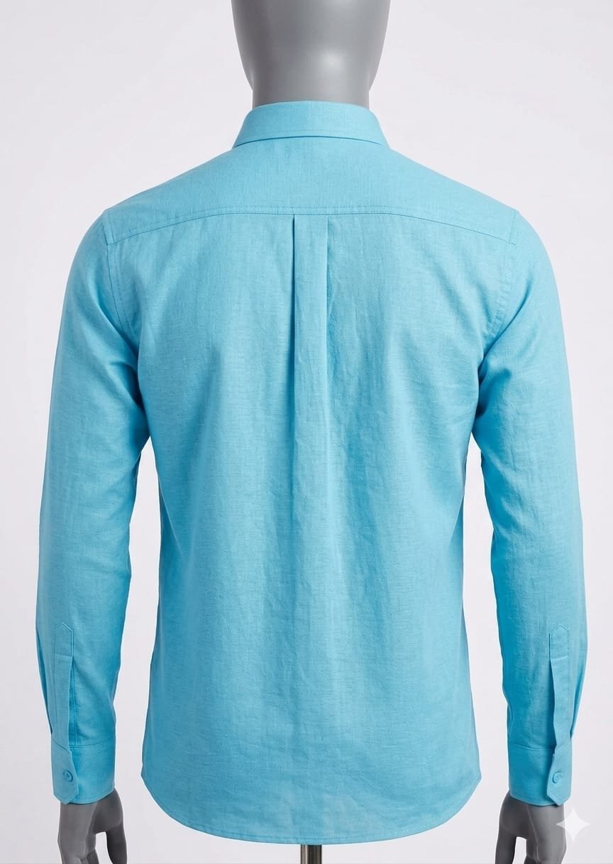 Men's Khadi Cotton Half Sleeve Shirt – Sky Blue - Image 2
