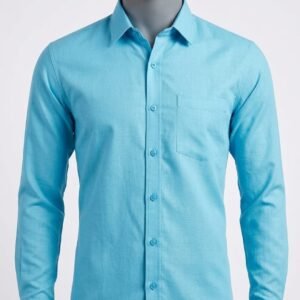 Men's Khadi Cotton Full Sleeve Shirt – Aqua Blue