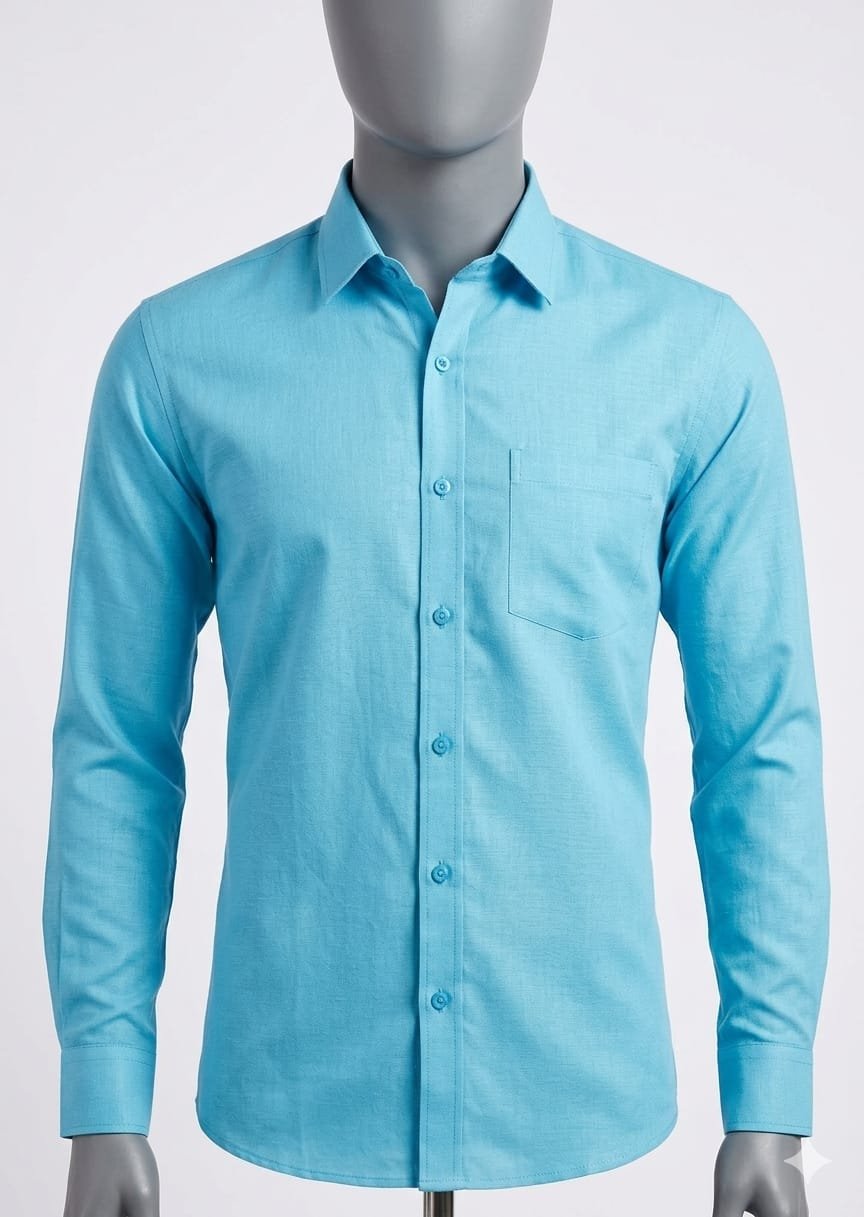 Men's Khadi Cotton Full Sleeve Shirt – Aqua Blue