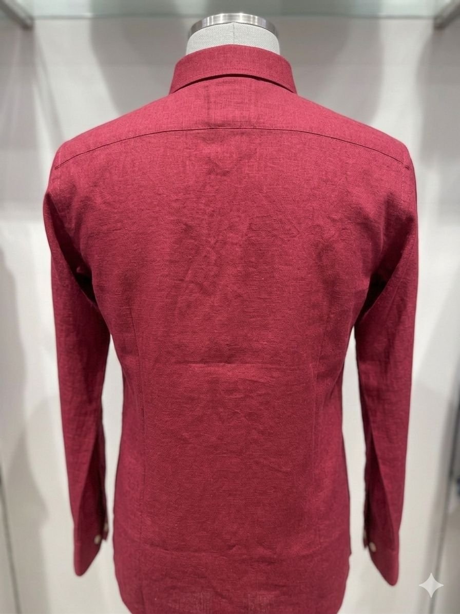 Men's Khadi Cotton Shirt – Maroon - Image 2