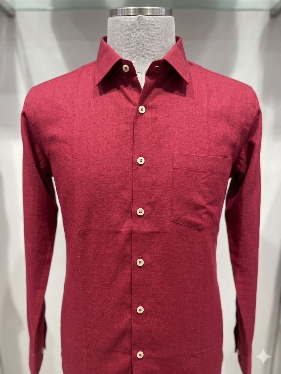 Men's Khadi Cotton Shirt – Maroon