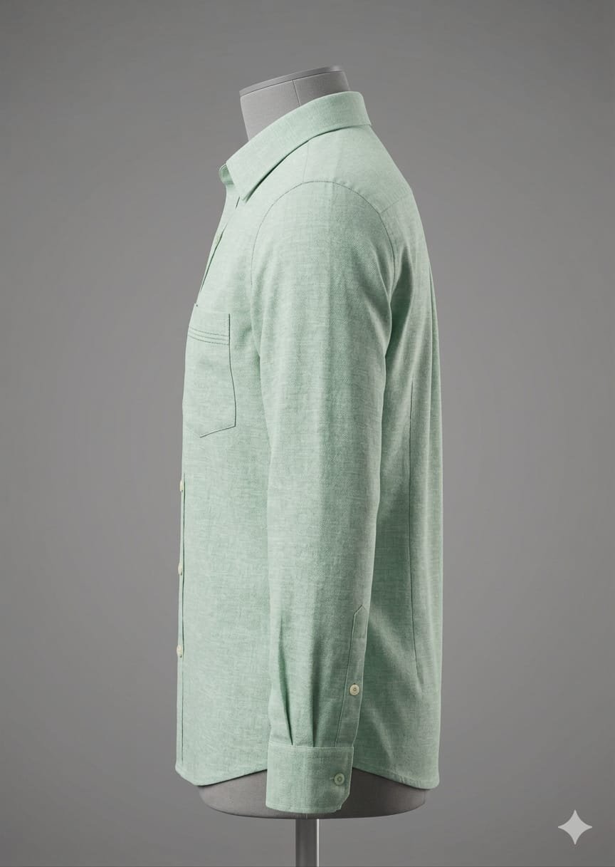 Men's Khadi Cotton Full Sleeve Shirt – Mint Green - Image 3