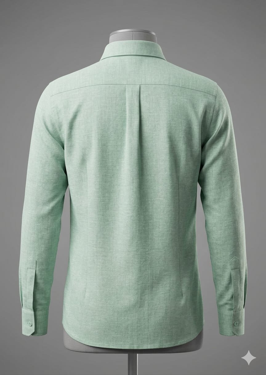 Men's Khadi Cotton Full Sleeve Shirt – Mint Green - Image 2
