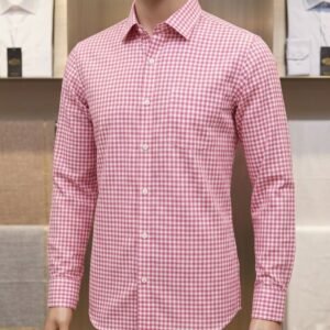 Men's Khadi Cotton Checked Shirt – Pink