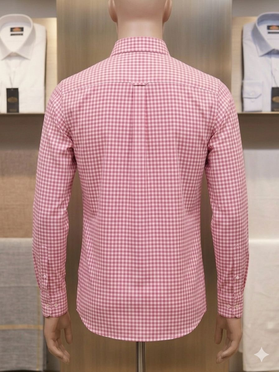 Men's Khadi Cotton Checked Shirt – Pink - Image 2