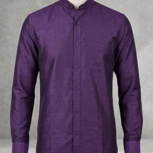 Men's Khadi Bapta Full Sleeve Prince Collar Shirt – Royal Purple