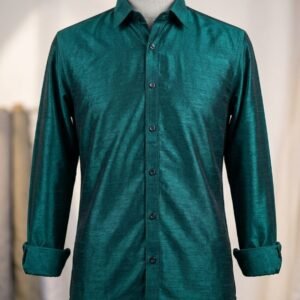 Men's Khadi Paper Silk Full Sleeve Shirt – Emerald Green