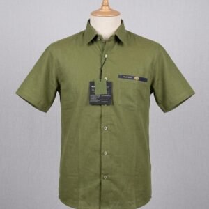 Men's Khadi Cotton Half Sleeve Shirt – Olive Green