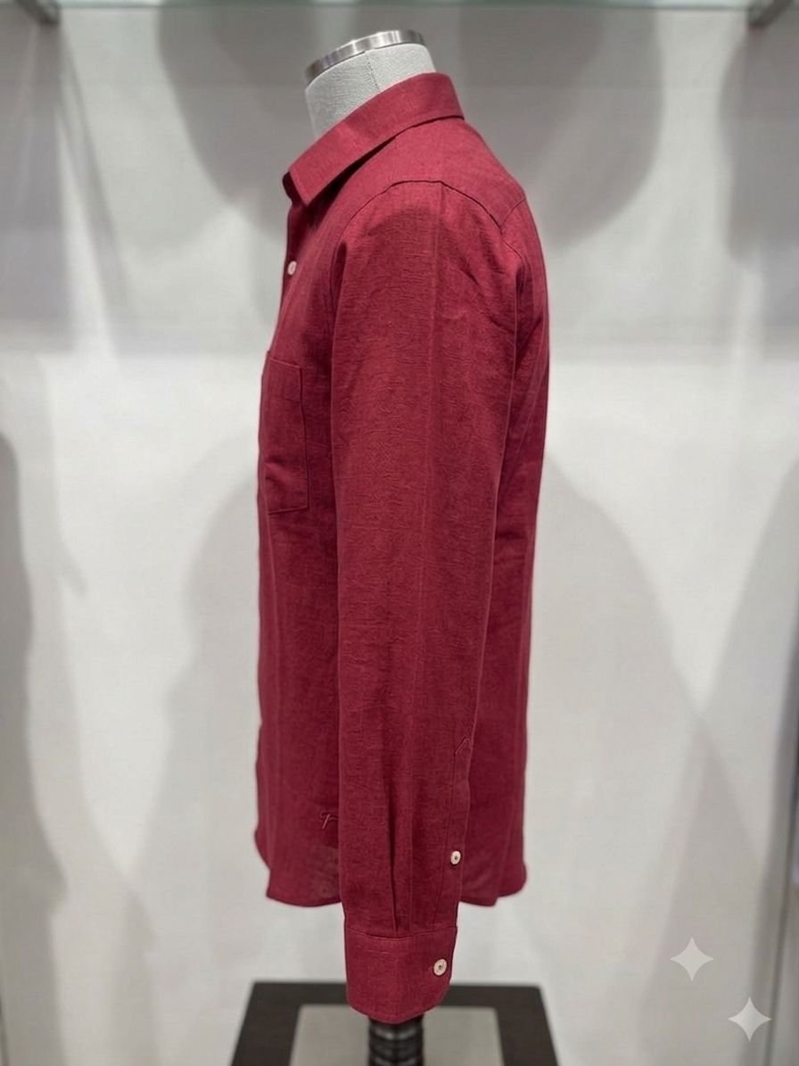 Men's Khadi Cotton Shirt – Maroon - Image 3