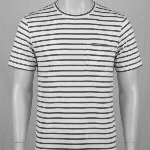 Men's Khadi Bio-Dyed T-Shirt – White with Grey Stripes