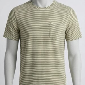Men's Khadi Bio-Dyed T-Shirt – Olive Green with White Stripes