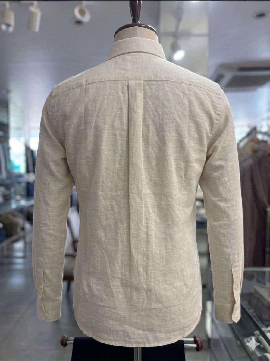 Men's Khadi Matka Full Sleeve Shirt – Off White - Image 2