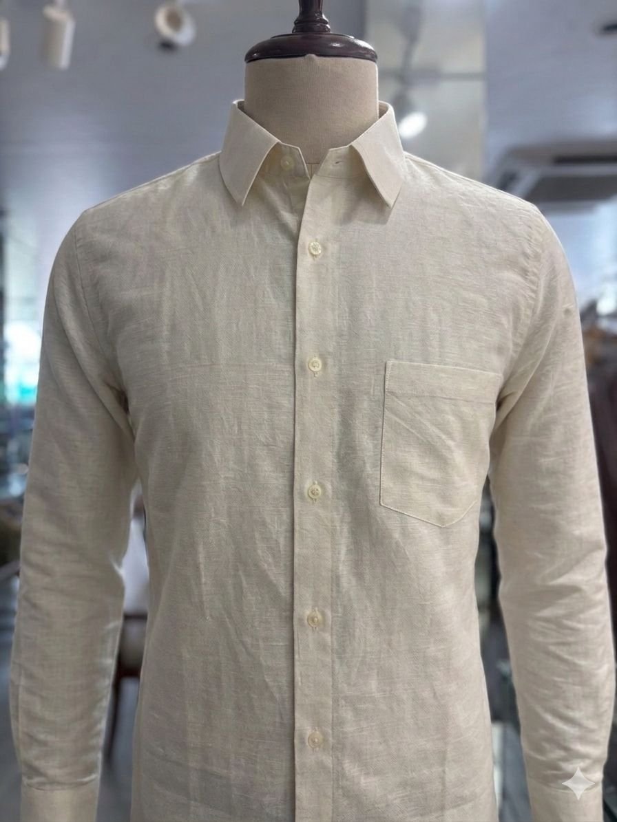 Men's Khadi Matka Full Sleeve Shirt – Off White