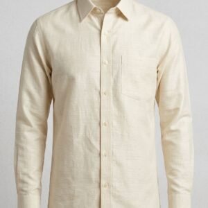 Men's Khadi Matka Full Sleeve Shirt – Cream