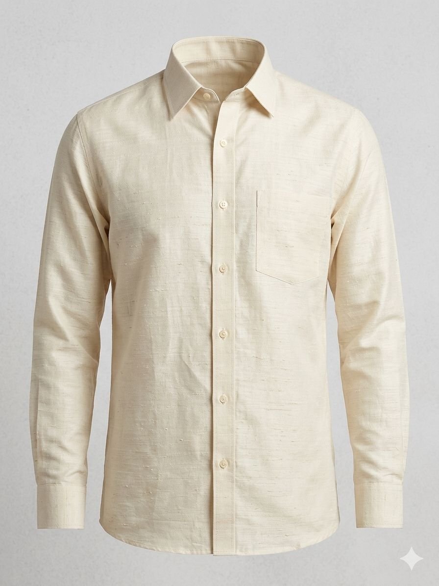 Men's Khadi Matka Full Sleeve Shirt – Cream