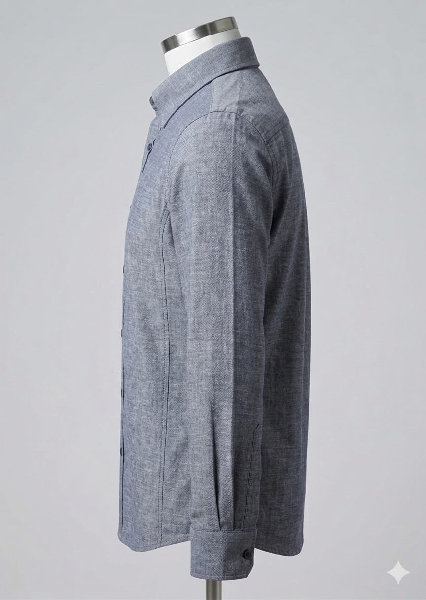 Men's Khadi Paper Silk Full Sleeve Shirt – Steel Grey - Image 3