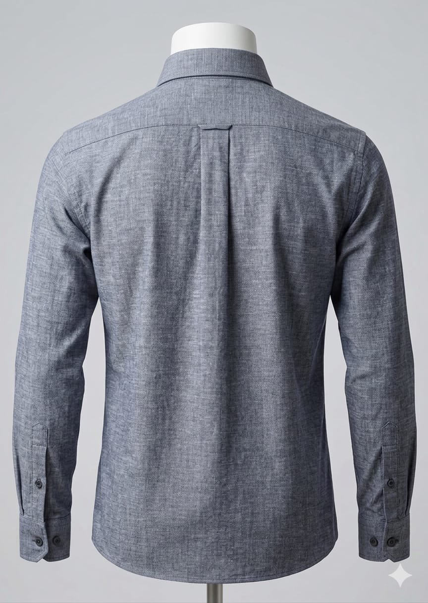 Men's Khadi Paper Silk Full Sleeve Shirt – Steel Grey - Image 2