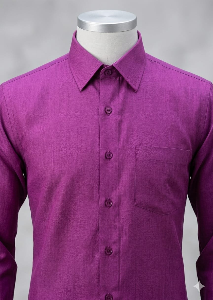 Men's Khadi Paper Silk Full Sleeve Shirt – Purple