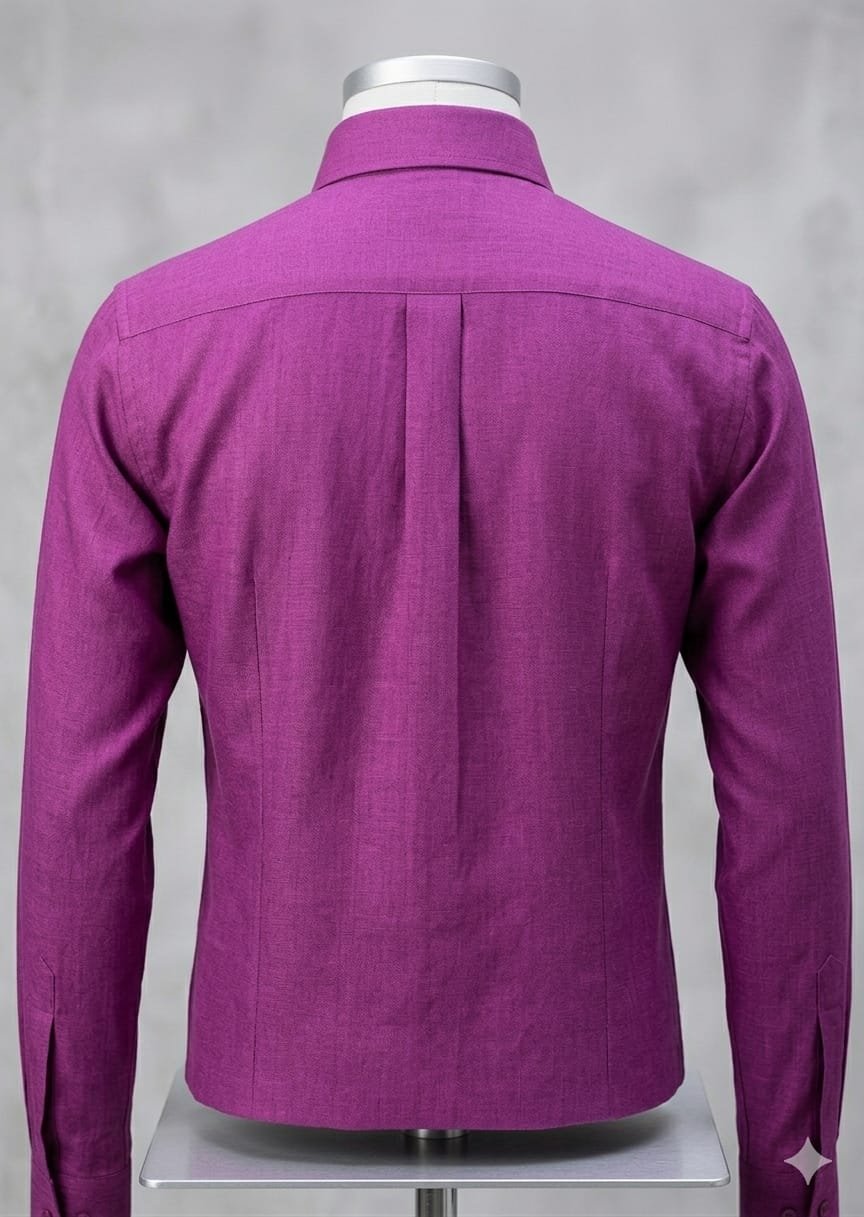 Men's Khadi Paper Silk Full Sleeve Shirt – Purple - Image 2