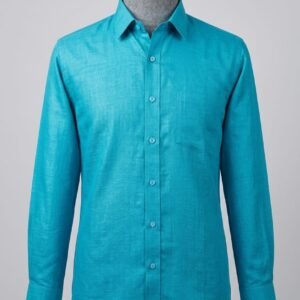 Men's Khadi Paper Silk Full Sleeve Shirt – Aqua Blue