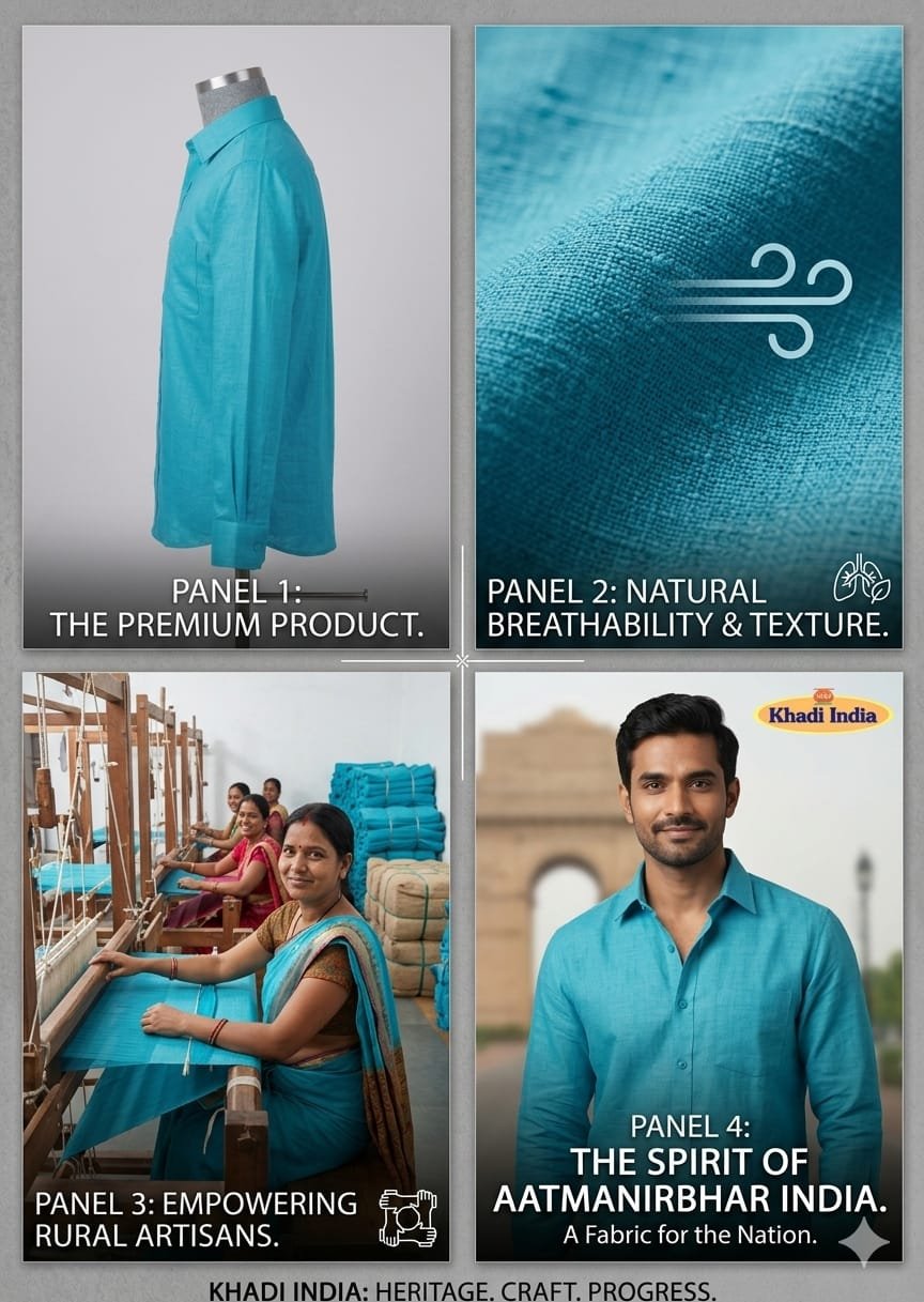 Men's Khadi Paper Silk Full Sleeve Shirt – Aqua Blue - Image 4