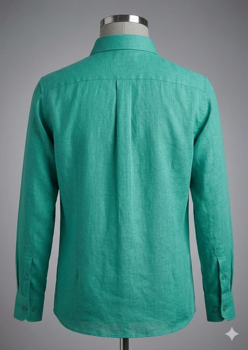 Men's Khadi Paper Silk Full Sleeve Shirt – Sea Green - Image 2