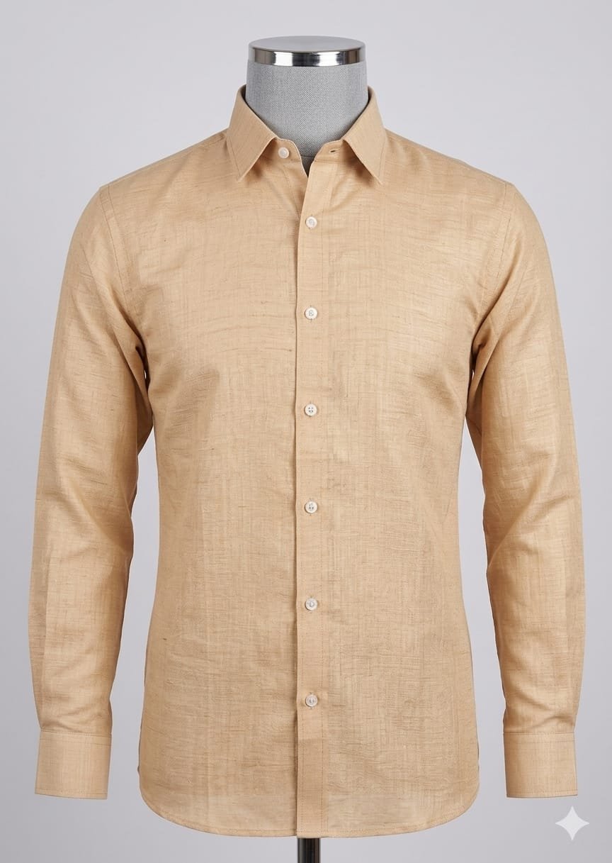 Men's Khadi Paper Silk Full Sleeve Shirt – Beige