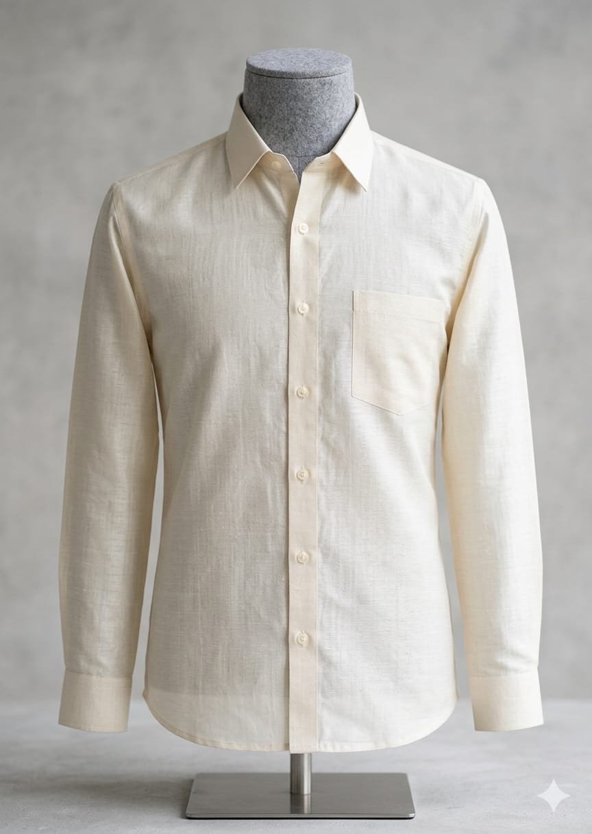 Men's Khadi Paper Silk Full Sleeve Shirt – Off White