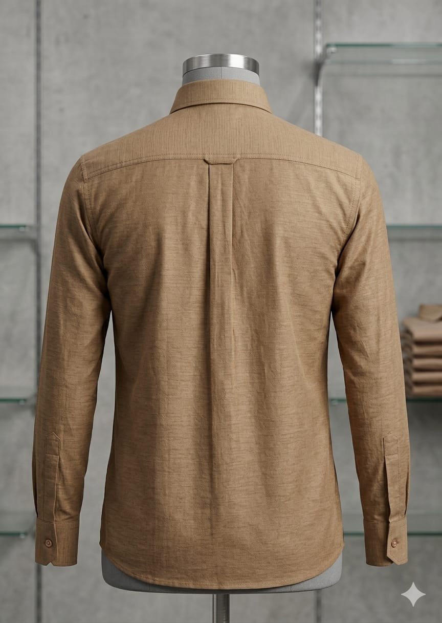Men's Khadi Paper Silk Full Sleeve Shirt – Camel Brown - Image 2