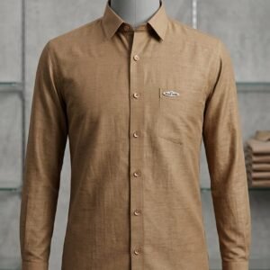 Men's Khadi Paper Silk Full Sleeve Shirt – Camel Brown