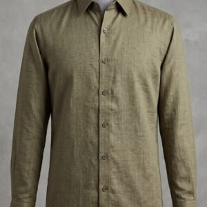 Men's Khadi Paper Silk Full Sleeve Shirt – Olive Green