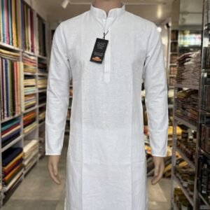 Men's Khadi Full Sleeves Cotton Kurta Set – White
