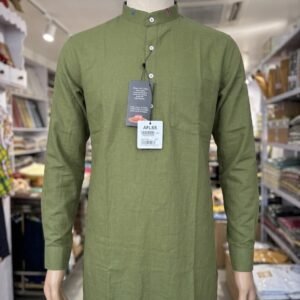 Men's Khadi Cotton Full Sleeve Kurta – Olive Green