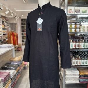 Men's Khadi Cotton Full Sleeve Kurta – Black