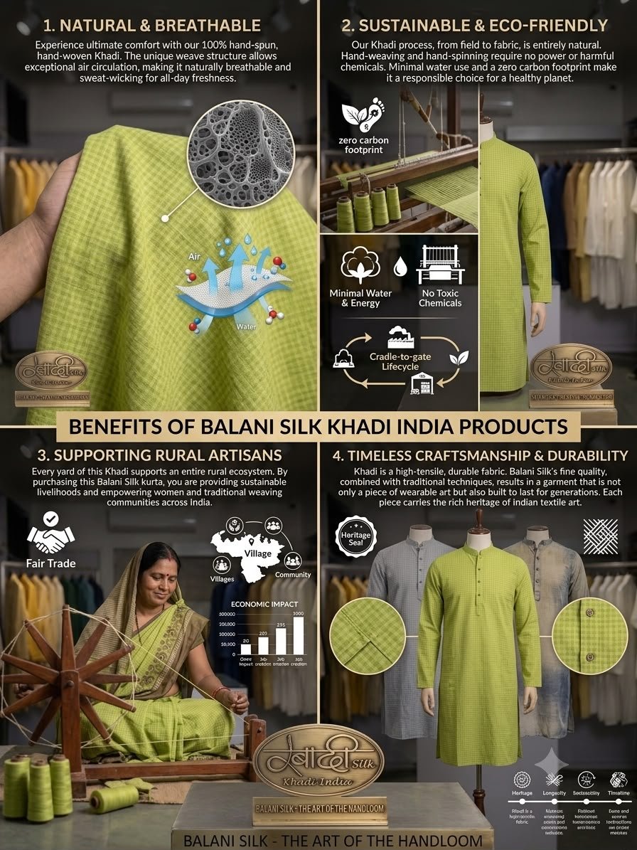Men's Khadi Full Sleeves Balani Silk Kurta Set – Lime Green - Image 4